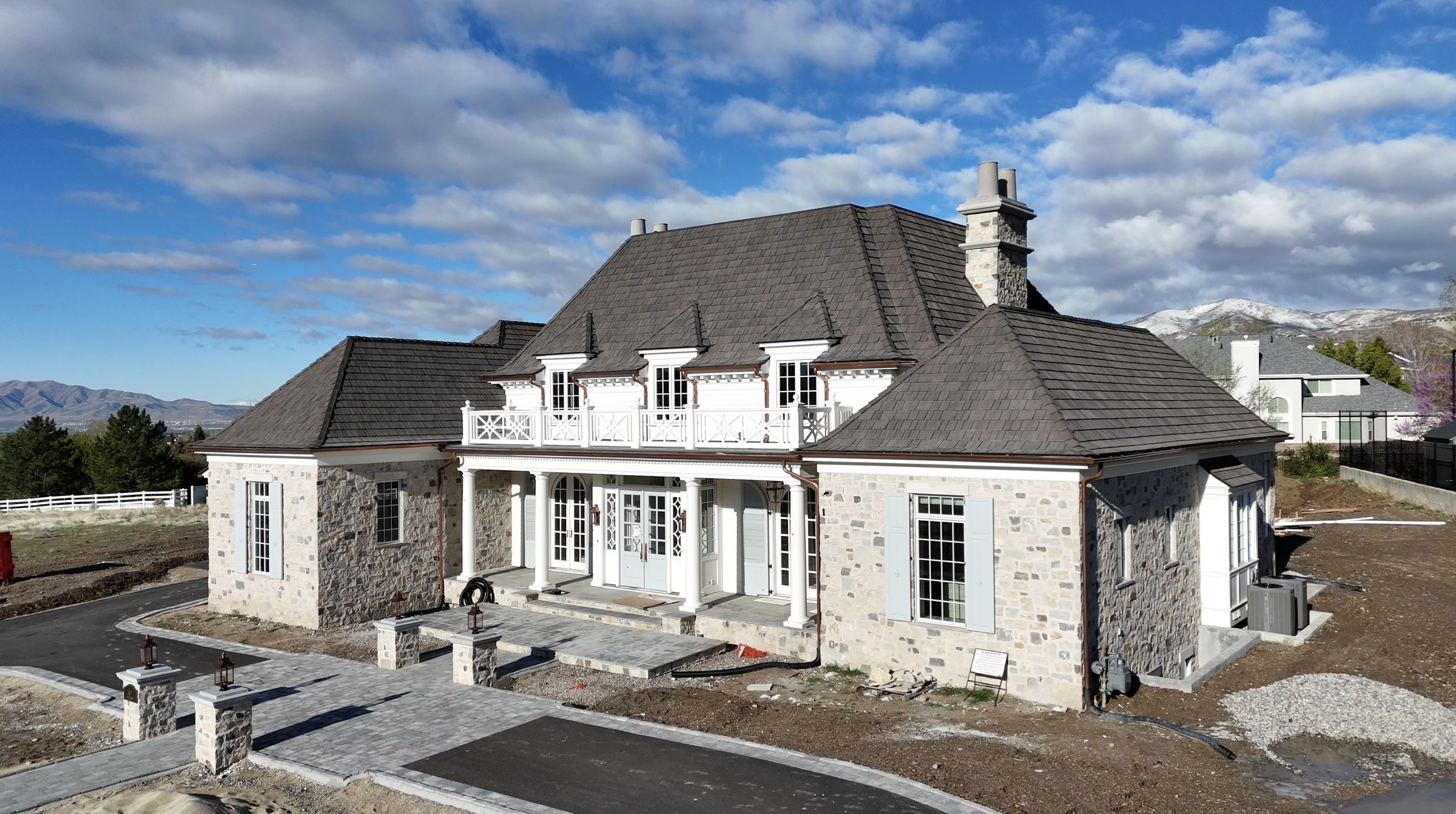 Stone Custom Home Exterior Alpine, Utah, photographed by Utah Real Estate Visuals